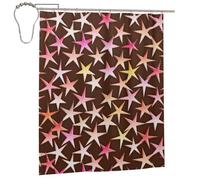 Cozimangoe Shower Curtains, 60x72in Mould Resistant with Rust-Proof Metal Rollerball Hooks, Guest Bathroom Hotel Spa Shower, Personalized Satin Stars Pink On Chocolate