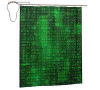 Cozimangoe Shower Curtains, 60x72in Mould Resistant with Rust-Proof Metal Rollerball Hooks, Guest Bathroom Hotel Spa Shower, Personalized Programmer Binary Data Coding