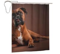 Cozimangoe Shower Curtains, 60x72in Mould Resistant with Rust-Proof Metal Rollerball Hooks, Guest Bathroom Hotel Spa Shower, Personalized Cool Lying Boxer Dog