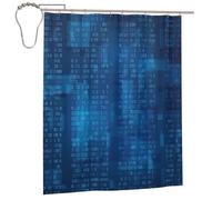 Cozimangoe Shower Curtains, 60x72in Mould Resistant with Rust-Proof Metal Rollerball Hooks, Guest Bathroom Hotel Spa Shower, Personalized Programmer Binary Code Blue