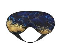Cozimangoe Sleep Mask, Double Sided Silky Soft Eye Masks Adjustable Strap Blindfold for Women Men, Travel Night Shift Yoga Camping, Personalized Gold White Marble Wave Navy Blue