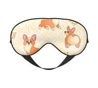 Cozimangoe Sleep Mask, Double Sided Silky Soft Eye Masks Adjustable Strap Blindfold for Women Men, Travel Night Shift Yoga Camping, Personalized Corgi with Bones and Words