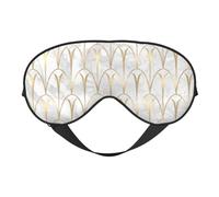 Cozimangoe Sleep Mask, Double Sided Silky Soft Eye Masks Adjustable Strap Blindfold for Women Men, Travel Night Shift Yoga Camping, Personalized Art Deco Scales Geometry White Grey Gold Marble