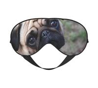 Cozimangoe Sleep Mask, Double Sided Silky Soft Eye Masks Adjustable Strap Blindfold for Women Men, Travel Night Shift Yoga Camping, Personalized Funny Pug Dog Look at You