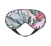 Cozimangoe Sleep Mask, Double Sided Silky Soft Eye Masks Adjustable Strap Blindfold for Women Men, Travel Night Shift Yoga Camping, Personalized Tropical Protea Pattern