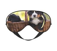 Cozimangoe Sleep Mask, Double Sided Silky Soft Eye Masks Adjustable Strap Blindfold for Women Men, Travel Night Shift Yoga Camping, Personalized Bernese Mountain Dog Puppies