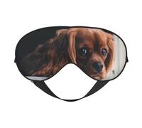 Cozimangoe Sleep Mask, Double Sided Silky Soft Eye Masks Adjustable Strap Blindfold for Women Men, Travel Night Shift Yoga Camping, Personalized Ruby Cavalier King Charles Spaniel Puppy Dog