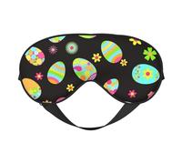 Cozimangoe Sleep Mask, Double Sided Silky Soft Eye Masks Adjustable Strap Blindfold for Women Men, Travel Night Shift Yoga Camping, Personalized Happy Easter Colorful Easter Eggs