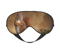 Cozimangoe Sleep Mask, Double Sided Silky Soft Eye Masks Adjustable Strap Blindfold for Women Men, Travel Night Shift Yoga Camping, Personalized Cute Animal Red Squirrel Sciurus