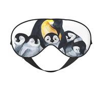 Cozimangoe Sleep Mask, Double Sided Silky Soft Eye Masks Adjustable Strap Blindfold for Women Men, Travel Night Shift Yoga Camping, Personalized Emperor Penguins with Children in Snow