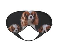Cozimangoe Sleep Mask, Double Sided Silky Soft Eye Masks Adjustable Strap Blindfold for Women Men, Travel Night Shift Yoga Camping, Personalized Cavalier King Charles Spaniel Mother with Cubs