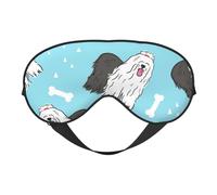 Cozimangoe Sleep Mask, Double Sided Silky Soft Eye Masks Adjustable Strap Blindfold for Women Men, Travel Night Shift Yoga Camping, Personalized Old English Sheepdog Pattern