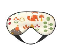 Cozimangoe Sleep Mask, Double Sided Silky Soft Eye Masks Adjustable Strap Blindfold for Women Men, Travel Night Shift Yoga Camping, Personalized Autumn with Owl Fox Squirrel Birds Animal