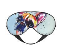Cozimangoe Sleep Mask, Double Sided Silky Soft Eye Masks Adjustable Strap Blindfold for Women Men, Travel Night Shift Yoga Camping, Personalized French Bulldog Painting