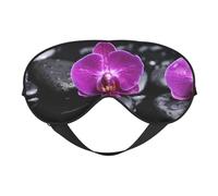 Cozimangoe Sleep Mask, Double Sided Silky Soft Eye Masks Adjustable Strap Blindfold for Women Men, Travel Night Shift Yoga Camping, Personalized Orchids On Black Stone Print