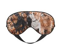 Cozimangoe Sleep Mask, Double Sided Silky Soft Eye Masks Adjustable Strap Blindfold for Women Men, Travel Night Shift Yoga Camping, Personalized Cavalier King Charles Spaniel Autumn Puppies