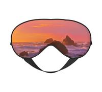 Cozimangoe Sleep Mask, Double Sided Silky Soft Eye Masks Adjustable Strap Blindfold for Women Men, Travel Night Shift Yoga Camping, Personalized The Sunset Seascape