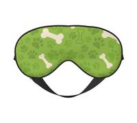 Cozimangoe Sleep Mask, Double Sided Silky Soft Eye Masks Adjustable Strap Blindfold for Women Men, Travel Night Shift Yoga Camping, Personalized Green Dog Paws Bones