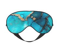 Cozimangoe Sleep Mask, Double Sided Silky Soft Eye Masks Adjustable Strap Blindfold for Women Men, Travel Night Shift Yoga Camping, Personalized Trendy Abstract Teal Gold Swirls