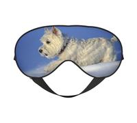 Cozimangoe Sleep Mask, Double Sided Silky Soft Eye Masks Adjustable Strap Blindfold for Women Men, Travel Night Shift Yoga Camping, Personalized Westie Winter West Highland White Terrier Dogs