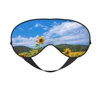 Cozimangoe Sleep Mask, Double Sided Silky Soft Eye Masks Adjustable Strap Blindfold for Women Men, Travel Night Shift Yoga Camping, Personalized Sunflower Sea and Blue Sky White Clouds