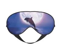Cozimangoe Sleep Mask, Double Sided Silky Soft Eye Masks Adjustable Strap Blindfold for Women Men, Travel Night Shift Yoga Camping, Personalized Dolphin Jumping Under Moonlight Printed