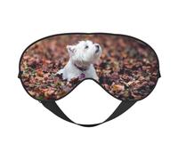 Cozimangoe Sleep Mask, Double Sided Silky Soft Eye Masks Adjustable Strap Blindfold for Women Men, Travel Night Shift Yoga Camping, Personalized Westie Bokeh West Highland White Terrier Dogs