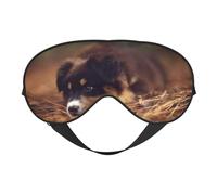 Cozimangoe Sleep Mask, Double Sided Silky Soft Eye Masks Adjustable Strap Blindfold for Women Men, Travel Night Shift Yoga Camping, Personalized Border Collie Puppy Bokeh Brown Border Collie