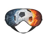 Cozimangoe Sleep Mask, Double Sided Silky Soft Eye Masks Adjustable Strap Blindfold for Women Men, Travel Night Shift Yoga Camping, Personalized Soccer Ball On Fire and Water