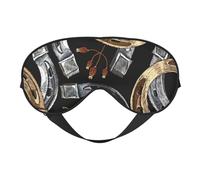 Cozimangoe Sleep Mask, Double Sided Silky Soft Eye Masks Adjustable Strap Blindfold for Women Men, Travel Night Shift Yoga Camping, Personalized Horseshoes and Autumn Leaves