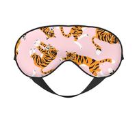 Cozimangoe Sleep Mask, Double Sided Silky Soft Eye Masks Adjustable Strap Blindfold for Women Men, Travel Night Shift Yoga Camping, Personalized Circus Animal Cute Tigers On The Pink Background