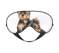 Cozimangoe Sleep Mask, Double Sided Silky Soft Eye Masks Adjustable Strap Blindfold for Women Men, Travel Night Shift Yoga Camping, Personalized Two Yorkshire Terrier Puppies