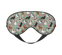 Cozimangoe Sleep Mask, Double Sided Silky Soft Eye Masks Adjustable Strap Blindfold for Women Men, Travel Night Shift Yoga Camping, Personalized Cavalier King Charles Spaniel Floral