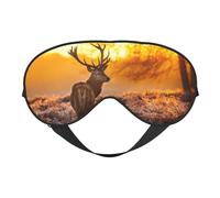 Cozimangoe Sleep Mask, Double Sided Silky Soft Eye Masks Adjustable Strap Blindfold for Women Men, Travel Night Shift Yoga Camping, Personalized Antler Red Deer Print