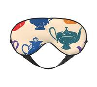Cozimangoe Sleep Mask, Double Sided Silky Soft Eye Masks Adjustable Strap Blindfold for Women Men, Travel Night Shift Yoga Camping, Personalized Tea Pots Pattern