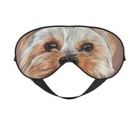 Cozimangoe Sleep Mask, Double Sided Silky Soft Eye Masks Adjustable Strap Blindfold for Women Men, Travel Night Shift Yoga Camping, Personalized Dog Cute Yorkshire Terrier Teacup