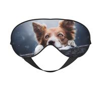 Cozimangoe Sleep Mask, Double Sided Silky Soft Eye Masks Adjustable Strap Blindfold for Women Men, Travel Night Shift Yoga Camping, Personalized Brown Border Collie Bokeh God with Yellow Eyes