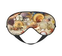 Cozimangoe Sleep Mask, Double Sided Silky Soft Eye Masks Adjustable Strap Blindfold for Women Men, Travel Night Shift Yoga Camping, Personalized Colorful Group of Seashells