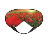 Cozimangoe Sleep Mask, Double Sided Silky Soft Eye Masks Adjustable Strap Blindfold for Women Men, Travel Night Shift Yoga Camping, Personalized Sunset Poppy Field