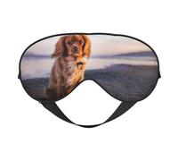 Cozimangoe Sleep Mask, Double Sided Silky Soft Eye Masks Adjustable Strap Blindfold for Women Men, Travel Night Shift Yoga Camping, Personalized Cavalier King Charles Spaniel Coast Pets Dogs
