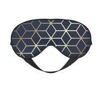 Cozimangoe Sleep Mask, Double Sided Silky Soft Eye Masks Adjustable Strap Blindfold for Women Men, Travel Night Shift Yoga Camping, Personalized Navy Blue Gold
