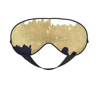 Cozimangoe Sleep Mask, Double Sided Silky Soft Eye Masks Adjustable Strap Blindfold for Women Men, Travel Night Shift Yoga Camping, Personalized Modern Navy Blue White Faux Gold