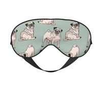 Cozimangoe Sleep Mask, Double Sided Silky Soft Eye Masks Adjustable Strap Blindfold for Women Men, Travel Night Shift Yoga Camping, Personalized Pug Dogs Sitting