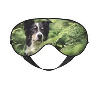 Cozimangoe Sleep Mask, Double Sided Silky Soft Eye Masks Adjustable Strap Blindfold for Women Men, Travel Night Shift Yoga Camping, Personalized Border Collie Dogs Bokeh Pets Black White