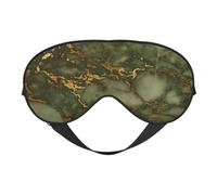 Cozimangoe Sleep Mask, Double Sided Silky Soft Eye Masks Adjustable Strap Blindfold for Women Men, Travel Night Shift Yoga Camping, Personalized Luxury Green and Gold Marble Parties