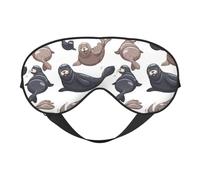 Cozimangoe Sleep Mask, Double Sided Silky Soft Eye Masks Adjustable Strap Blindfold for Women Men, Travel Night Shift Yoga Camping, Personalized Seals Illustration Sea Lion