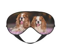 Cozimangoe Sleep Mask, Double Sided Silky Soft Eye Masks Adjustable Strap Blindfold for Women Men, Travel Night Shift Yoga Camping, Personalized Cavalier King Charles Spaniel White Brown Dogs