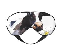 Cozimangoe Sleep Mask, Double Sided Silky Soft Eye Masks Adjustable Strap Blindfold for Women Men, Travel Night Shift Yoga Camping, Personalized Cow with A Daisy Flower