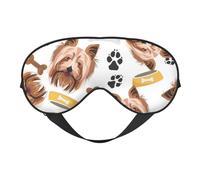 Cozimangoe Sleep Mask, Double Sided Silky Soft Eye Masks Adjustable Strap Blindfold for Women Men, Travel Night Shift Yoga Camping, Personalized Smiling Dog Yorkshire Terrier