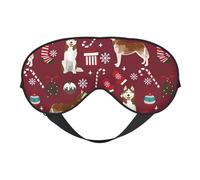 Cozimangoe Sleep Mask, Double Sided Silky Soft Eye Masks Adjustable Strap Blindfold for Women Men, Travel Night Shift Yoga Camping, Personalized Husky Candy Canes Stockings Holiday Dog Ruby